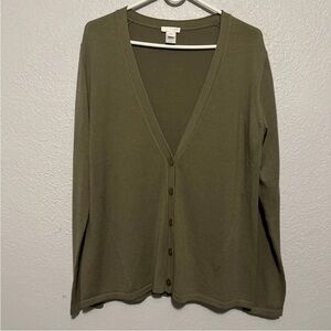 J.Jill Newport olive green arugula cardigan top size medium plz Read Description